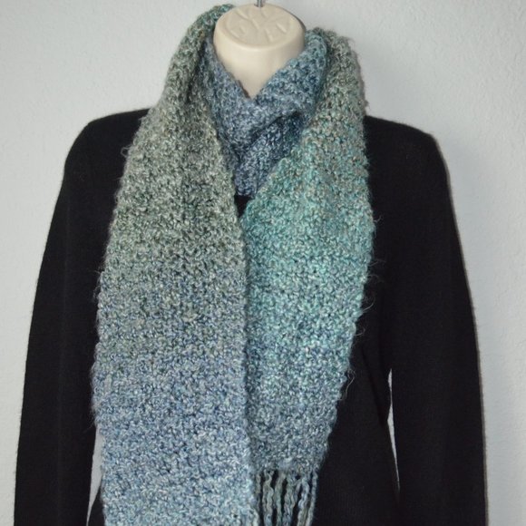 Anthropologie Accessories - Anthropologie Blue Green Ombre Knit Scarf OS